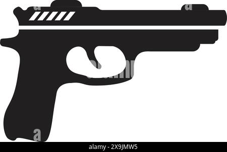 Pistol gun icon in flat style. Firearm symbol vector illustration on isolated background. Rifle ammo sign business concept. Stock Vector
