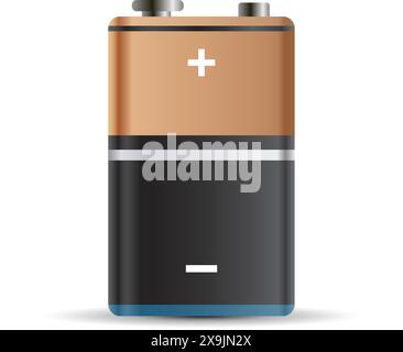 Realistic alkaline battery icon in flat style. Diffrent size accumulator vector illustration on isolated background. Accumulator recharge sign busines Stock Vector