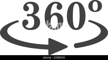 360 degrees icon in flat style. Rotate symbol vector illustration on isolated background. Angle view sign business concept. Stock Vector