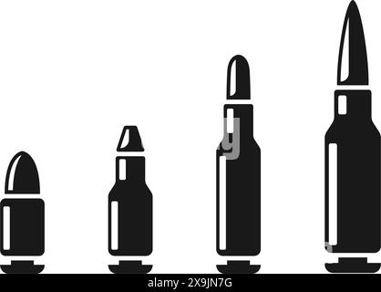 Cartridges icon in flat style. Bullet ammunition symbol vector illustration on isolated background. Ammo sign business concept. Stock Vector