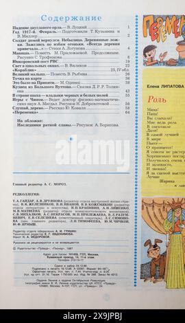 Pioneer (Russian: Пионер) is a Soviet/Russian monthly magazine originally published by the Central Council of the All-Union Leninist Young Communist League and All-Union Pioneer Organisation, for schoolchildren aged 10–14. №2, 1987. Stock Photo