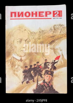 Pioneer (Russian: Пионер) is a Soviet/Russian monthly magazine originally published by the Central Council of the All-Union Leninist Young Communist League and All-Union Pioneer Organisation, for schoolchildren aged 10–14. №2, 1987. Stock Photo