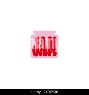 Jam Icon Stylized retro groovy Style Logo isolated on White Background Stock Vector