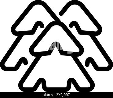 Simple linear icon featuring three arrowheads pointing upwards in a symmetrical pattern Stock Vector