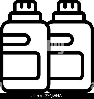 Black and white vector icon of two condiment squeeze bottles, ideal for graphical interfaces Stock Vector
