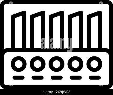 Black and white vector icon representing a bar chart for use in business and finance analytics Stock Vector