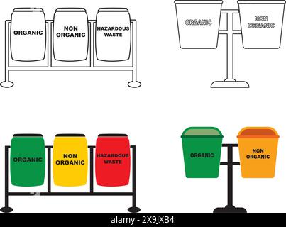 trash can icon, and its designation, simple vector design Stock Vector