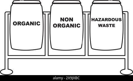 trash can icon, and its designation, simple vector design Stock Vector