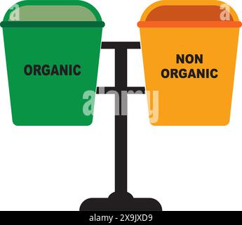 trash can icon, and its designation, simple vector design Stock Vector