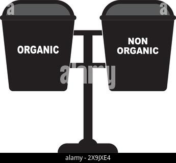 trash can icon, and its designation, simple vector design Stock Vector