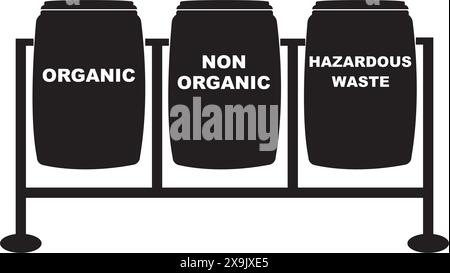 trash can icon, and its designation, simple vector design Stock Vector