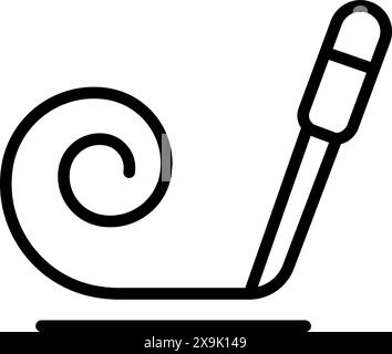 Black and white line art of a party blower, a simple and clean icon for celebration themes Stock Vector