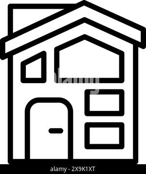 Clean and minimalist line icon representing a stylized house, suitable for web and print design Stock Vector