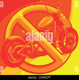 vector illustration of no motorcyle symbol on white background Stock Vector