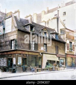 Colourised vintage photograph of Entrée du Village du Roule, 8th arrondissement, Paris Taken in 1890 by an anonymous photographer colorized image 19th century French streetscene Stock Photo