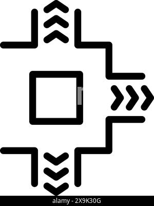 Digital transformation concept icon with vector integration innovation symbol in black and white for digitalization modernization business strategy concept Stock Vector