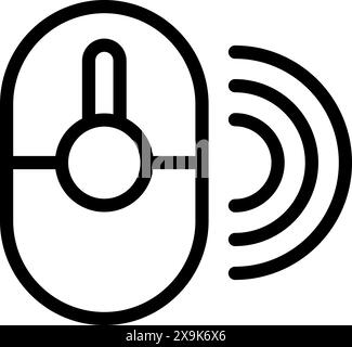 Vector illustration of a wireless mouse icon with radio signal waves, symbolizing connectivity Stock Vector