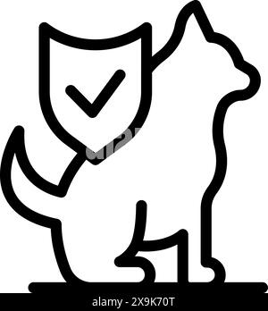 Strong and loyal security husky dog icon in monochrome line art for cybersecurity and data protection technology company emblem and branding illustration Stock Vector