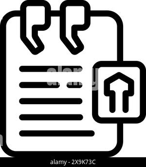 Black and white vector icon of a clipboard with tasks and a pinned completion tag Stock Vector