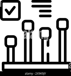 Vector icon of a control panel with various switches and a checkmark, symbolizing selection or approval Stock Vector