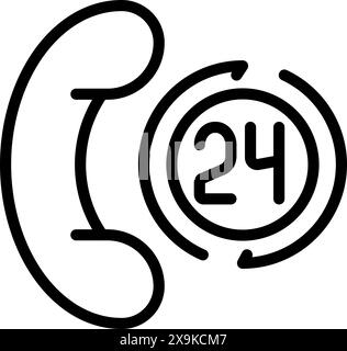 247 customer support icon with minimalist flat design and nonstop online services illustration for always available assistance and convenience Stock Vector