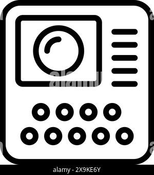 Digital multimeter icon illustration for electrical measurement and circuit testing in black and white vector Stock Vector