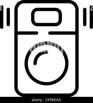Simplistic black and white line art representation of a digital camera, suitable for icons or logos Stock Vector