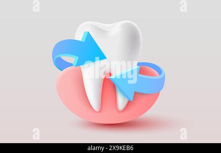 Teeth with protection, arrows around the tooth. Vector Stock Vector