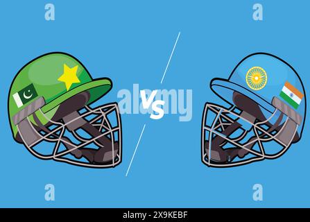 India and Pakistan Illustration. IND vs PAK vector illustration for international cricket match tournaments. Pak vs Ind. India vs Pakistan Cricket Stock Vector