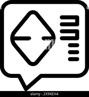 A black and white icon featuring a stylized diamond shape, symbolizing hightech and digital ideas Stock Vector