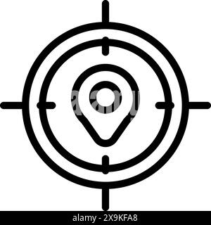 Vector illustration of location pin encircled by targeting crosshairs Stock Vector