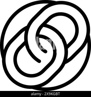 Simplified illustration of an intertwined celtic knot in bold black and white Stock Vector
