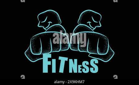 Illustration fist front view strong man ,bodybuilding ,fighting,combat,fitness Stock Vector