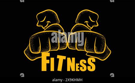 Illustration fist front view strong man ,bodybuilding ,fighting,combat,fitness Stock Vector