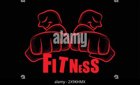 Illustration fist front view strong man ,bodybuilding ,fighting,combat,fitness Stock Vector