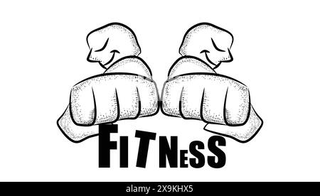 Illustration fist front view strong man ,bodybuilding ,fighting,combat,fitness Stock Vector