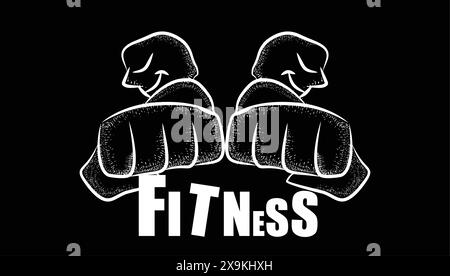 Illustration fist front view strong man ,bodybuilding ,fighting,combat,fitness Stock Vector