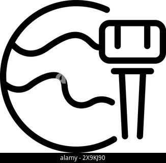 Simple line art icon representing a tennis ball and racket, ideal for sportsthemed projects Stock Vector
