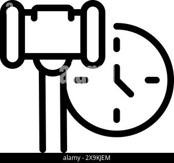 Black and white vector icon showing a studio light next to a clock, depicting time for photography or film Stock Vector