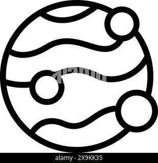 Minimalist line art of a stylized planet with orbits, suitable for space themes Stock Vector