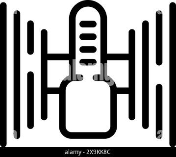Simplified illustration of a tuning fork, representing musical tuning and pitch in black and white Stock Vector