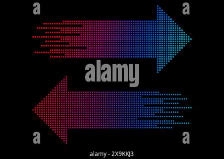Abstract gradient arrows with halftone effect. Vector illustration. Arrows collection isolated. Stock Vector