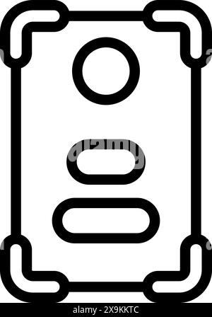 Black outline vector icon of a document with key details, ideal for web and print Stock Vector