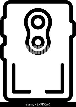 Vector icon illustration of a hard drive with a threepoint connector, in simple black outline Stock Vector