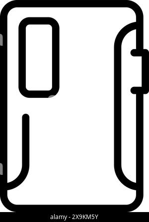 Modern minimalist smartphone outline icon illustration in thin line art style for mobile phone technology, isolated symbol, simple graphic, and sleek contemporary design Stock Vector