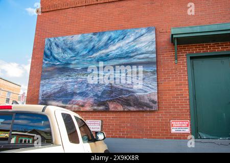 Wild Skies Upon the Waves mural in downtown Antigonish, Nova Scotia, Canada Stock Photo