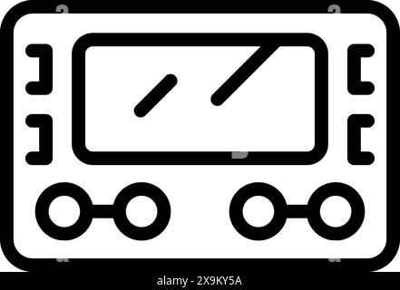 Black and white digital vector of a retro cassette tape symbol, suitable for various designs Stock Vector