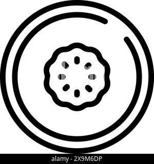 Simplified line drawing of a kiwi slice in black and white, ideal for logos or icons Stock Vector