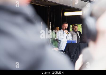 Tommy Robinson march and film screening in London, 1st June 2024. Stock Photo