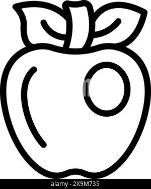 Simplistic black and white illustration of an apple, perfect for educational materials and designs Stock Vector